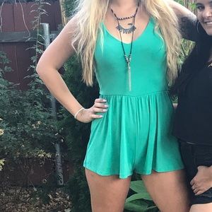 Green flowy romper